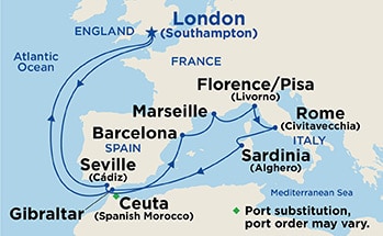 Itinerary Map/Ship Image