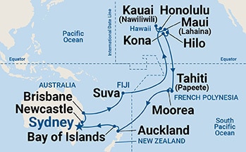 Princess Cruises Coral Princess 35 Day Hawaii Tahiti South