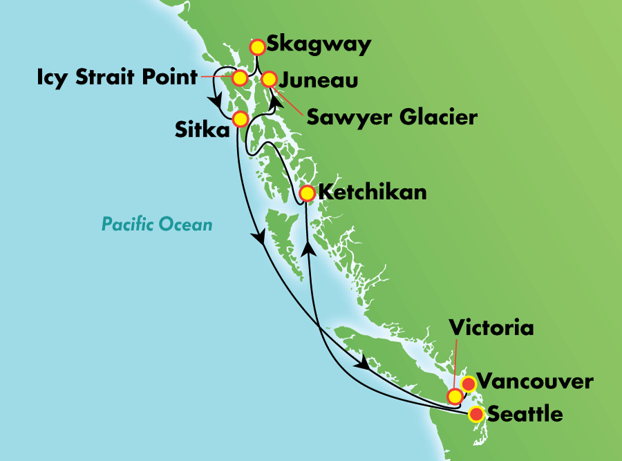 norwegian cruise alaska map
