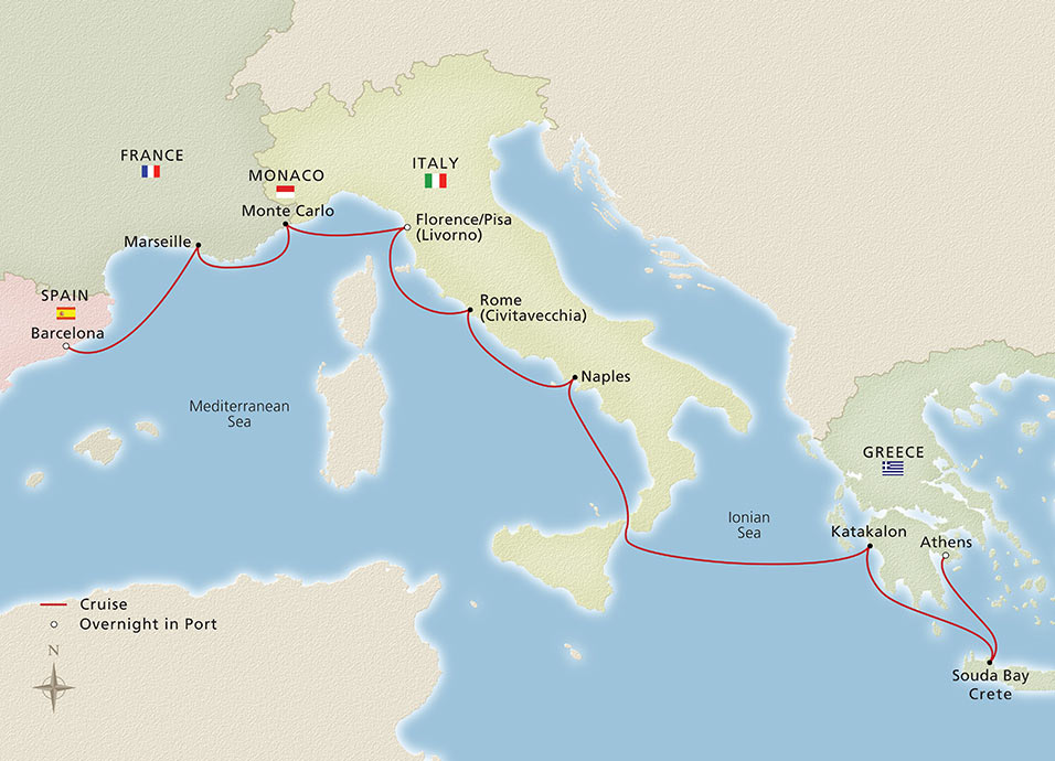 mediterranean cruise stops map