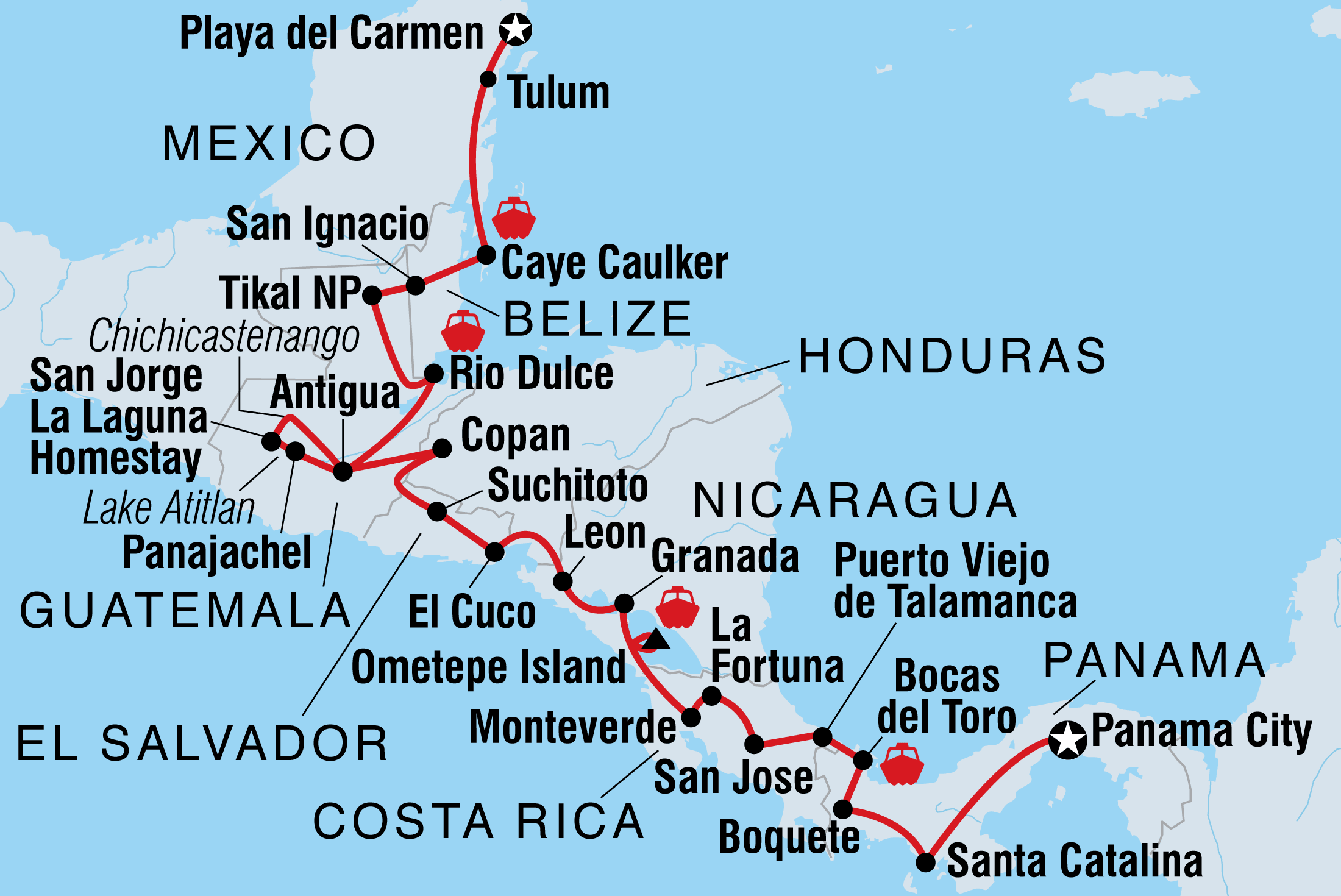central america tour itinerary