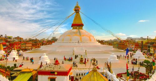 Enjoy panoramic views of Kathmandu from the Swayambhunath Shrine