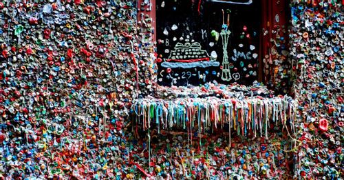 Take a photo at the Gum Wall